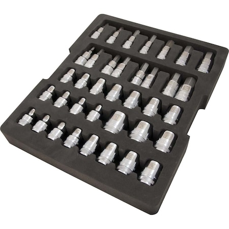Dynamic Tools 1/2" Drive 38 Piece Chrome Socket Set With Foam Tool Organizer D105103